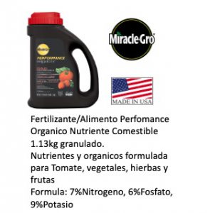 Fertilizante Miracle Gro Performance Organico Comestible Kg